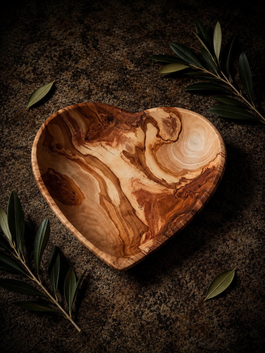 Handcrafted Olive Wood Heart-Shaped Bowls new
