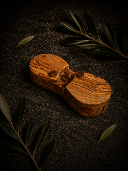 Handcrafted Olive Wood Double Salt Cellar – Swivel Lid Pepper and Spice Holder