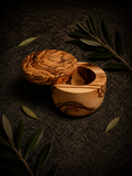 Handcrafted Olive Wood Salt Cellar with Swivel Cover
